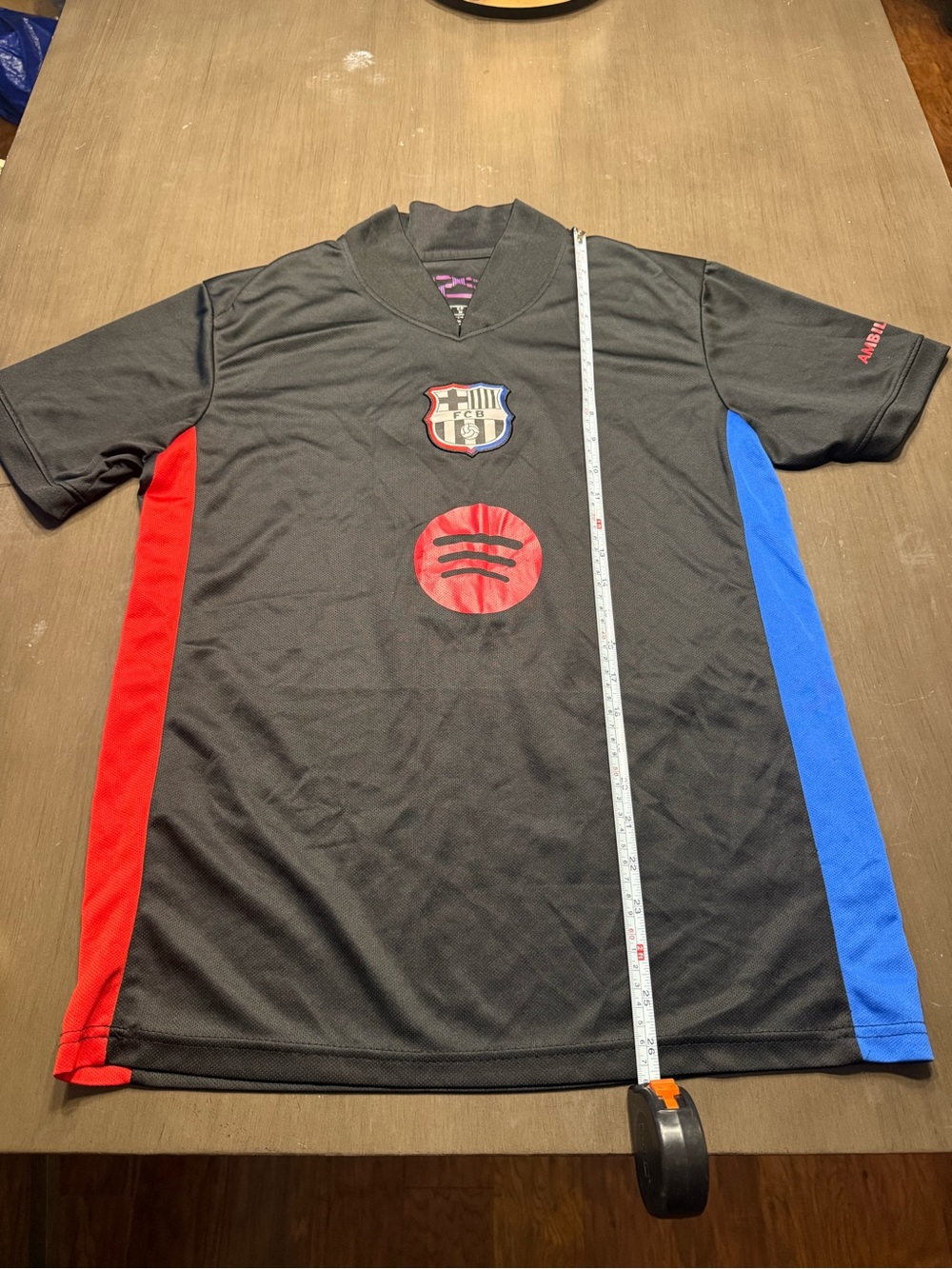Black Men's Soccer Jersey with Red & Blue Side Panels